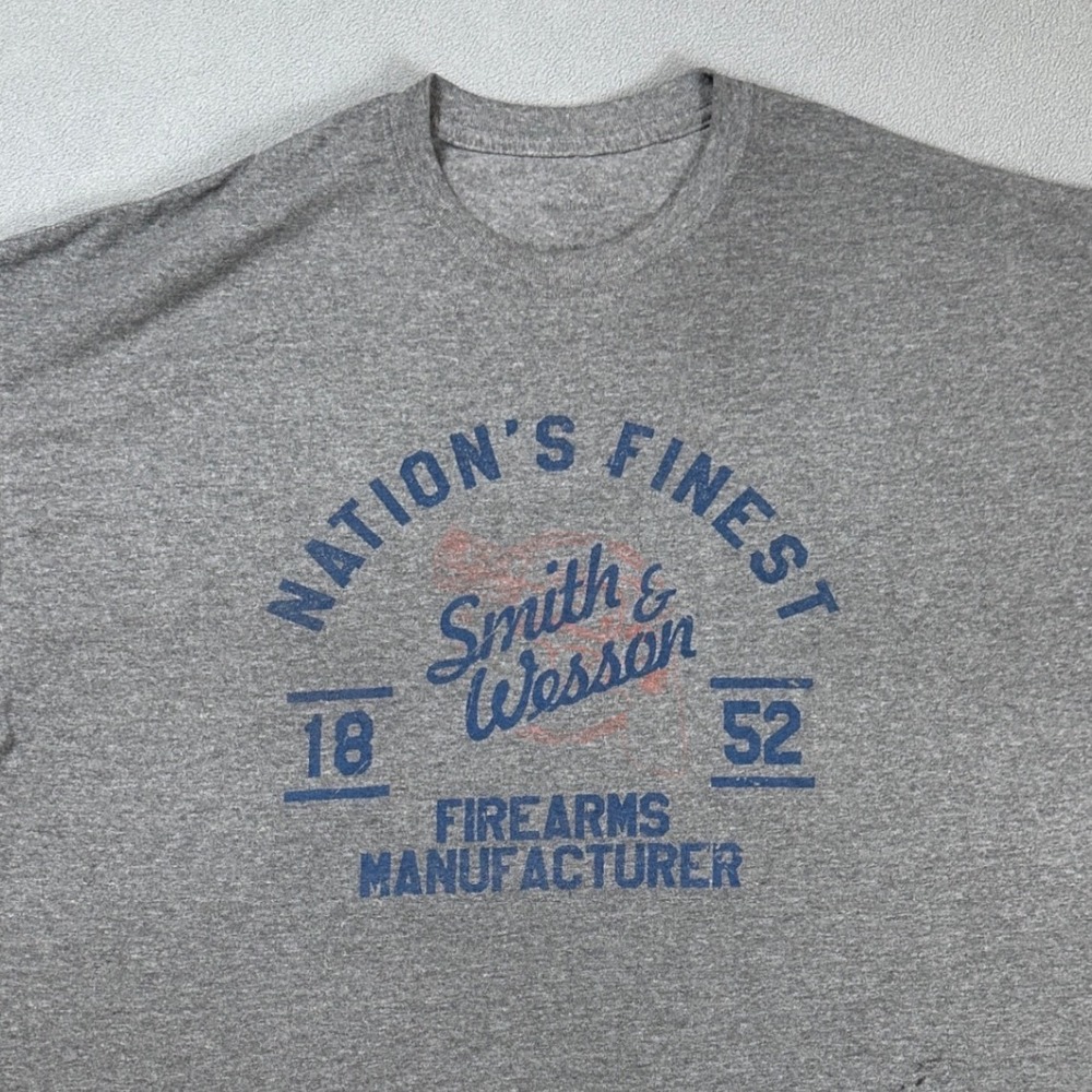 Smith and Wesson Mens T Shirt Gray Nation Finest Firearms Manufacturer Gun Tee